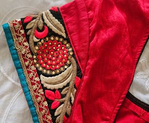 Red Embroidered Saree Blouse