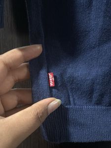 Blue Knit Top with Cherry Design