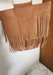 Fringed Tan Handbag