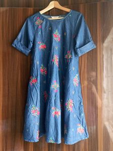 Floral Denim Dress - Size M