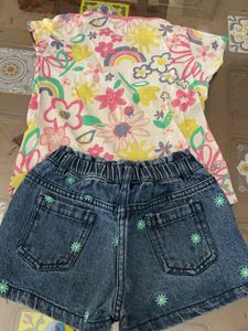 Cute Denim Shorts with Flowers