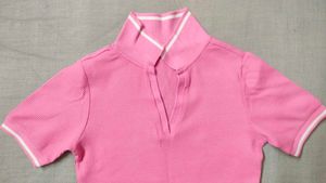 Pink Colour Tshirt With Collar From Zudio