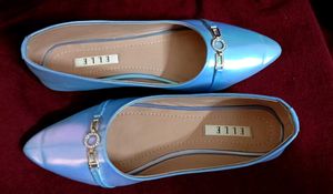 Elle Blue Pointed Ballerinas