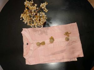 🌸Pink Kurta With Pearl Tassels🌸