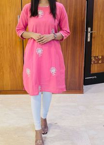 Pink Embroidered Kurti