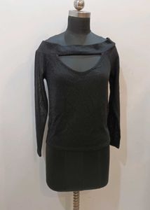 Shiny Parrtwear Type Off Shoulder Top