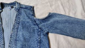 Cold Shoulder Denim Jacket