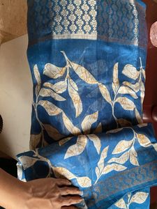 Blue Banarasi Border Saree