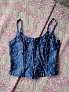 Royal Blue Floral Corset Top