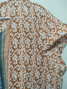Aurelia orange white Printed kurta