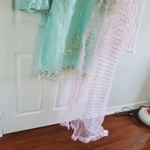 Elegant Mint Green Embroidered Salwar Kameez
