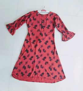 Floral Print Red Dress