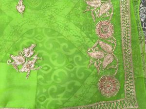 vintage white samla Green Embroidered Saree