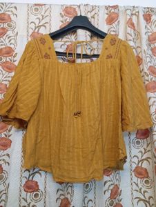 Embroidered Square Neck Top