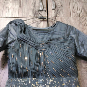 grey party wear gown