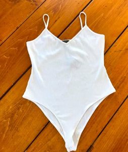 Primark White Ribbed Bodysuit