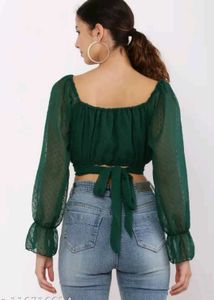 Green Sheer Sleeve Top