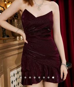 Burgundy Velvet Mini Dress