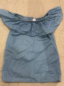 Chambray Off-the-Shoulder Dress