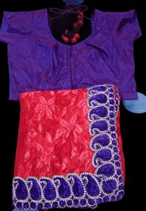 beautiful soft net saree with superb contrast matc