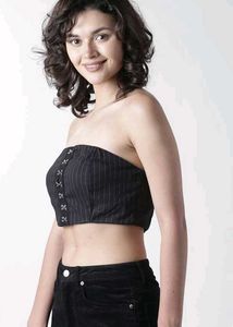 FOREVER 21 Women Black Striped Crop Tube Top