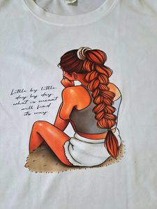 White Printed Casual womens Tshirts