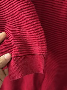 Red Knee Length Cardigan