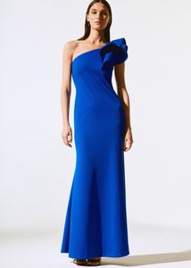Elegant Blue One-Shoulder Gown
