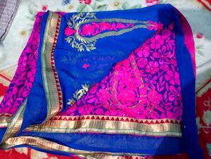 Rose With Blue Light Weight Fancy Saree
