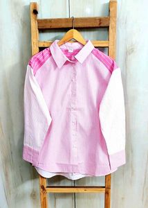 Pink Striped Cotton Shirt Size-42-44