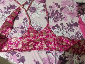 Chanderi Silk Back Typing Crop Top &amp; Palazzo