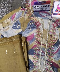 Embroidered Rayon Salwar Kameez Fabric