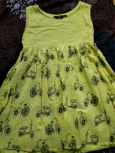 Cute Yellow Scooter Print Dress