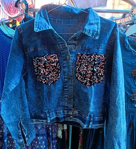 Sequin Pocket Denim Jacket