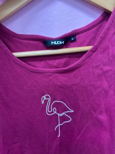 magenta top