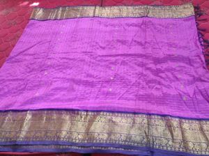 Purple and navy blue Dharmavaram pattu Saree