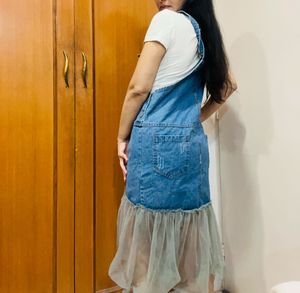 Denim Dungaree Frill Dress