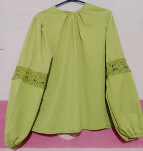 Green Lace Sleeve Top