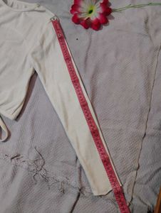 White Long Sleeve Tie Back Top(Bust-30/32)
