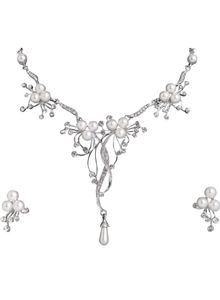 Rhodium Pearl Jewel Set
