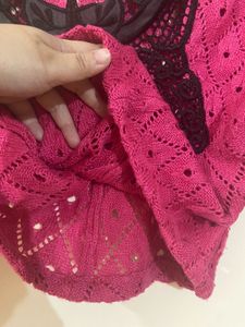 Pink Knit Top with Butterfly Detail