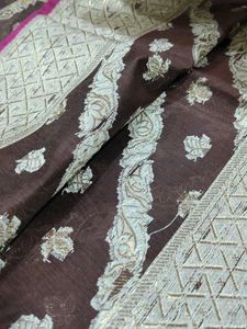 3 Pc Brown Silk Suit Set