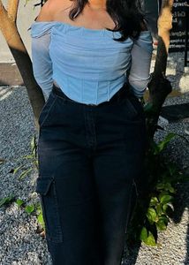 Blue Mesh Corset Top