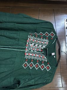 Embroidered Green Top