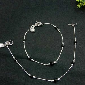 New Silver Beaded Anklet