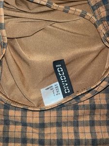 Brown Plaid Mini Dress
