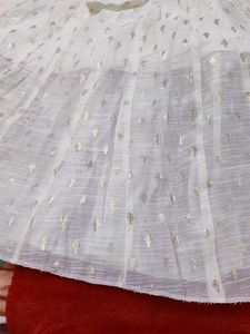 White &amp; Gold Print  Skirt