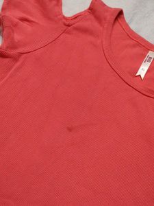Coral Cold Shoulder Top