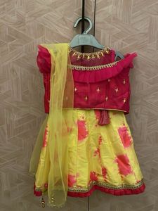 Embroidered Yellow Pink Babygirl Lehenga