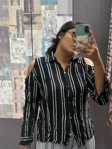 Striped Cold Shoulder Top